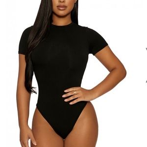 Naked Wardrobe black short sleeve bodysuit